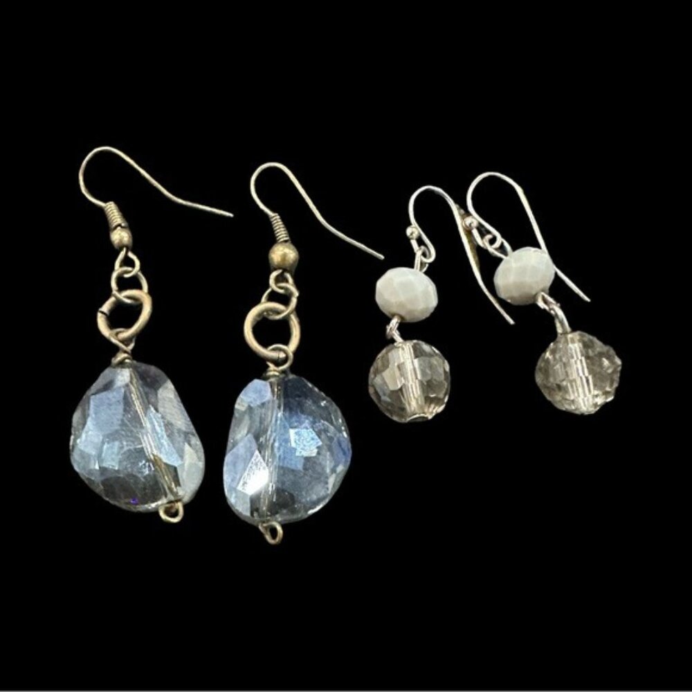 Set Of 2 AB Beaded Drop Earrings With Hook Backs For Women